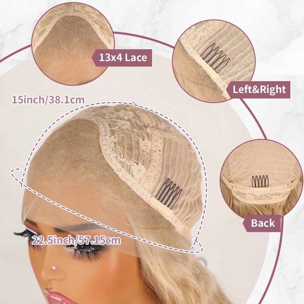 Water Wave Glueless Heat Resistant Fiber Lace Front Wigs Long Curly Hair Women
