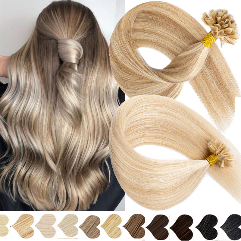 Fusion Pre bonded U/Nail Keratin Tip 100% Remy Human Hair Extensions Highlight#