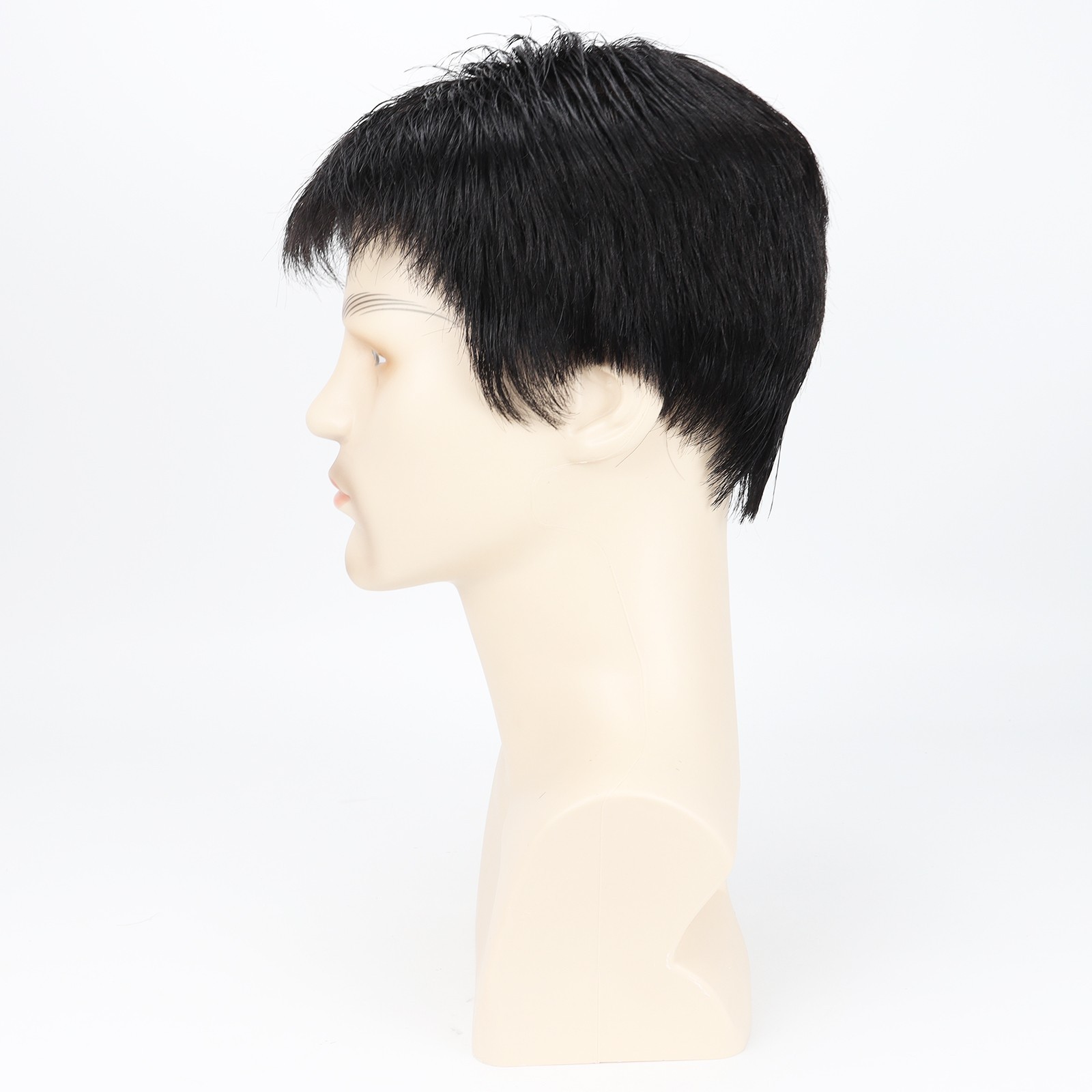 Men’s Real Human Hair Wig Black Toupee Silk Base Lace Breathable Hair For Men