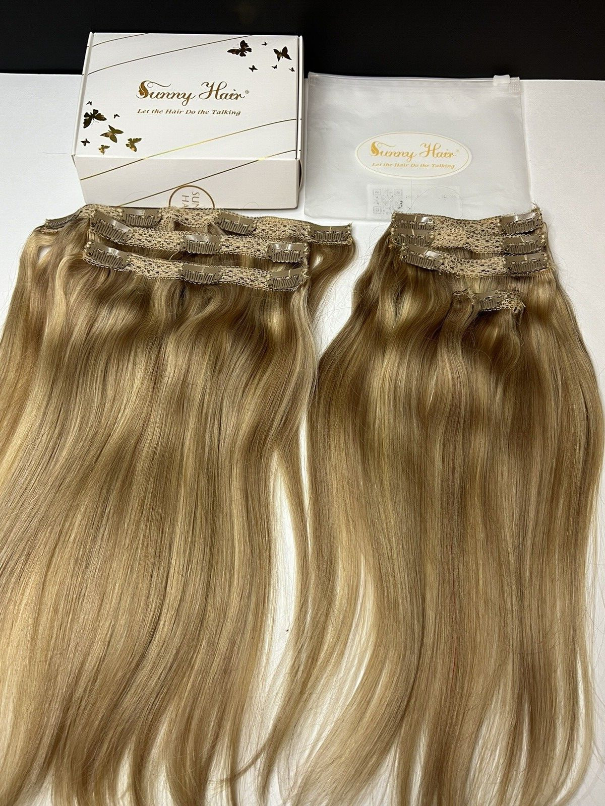 14 INCH SUNNY HUMAN HAIR CLIP IN REMY HAIR EXTENSIONS – #27/60 BLONDE HIGHLIGHT