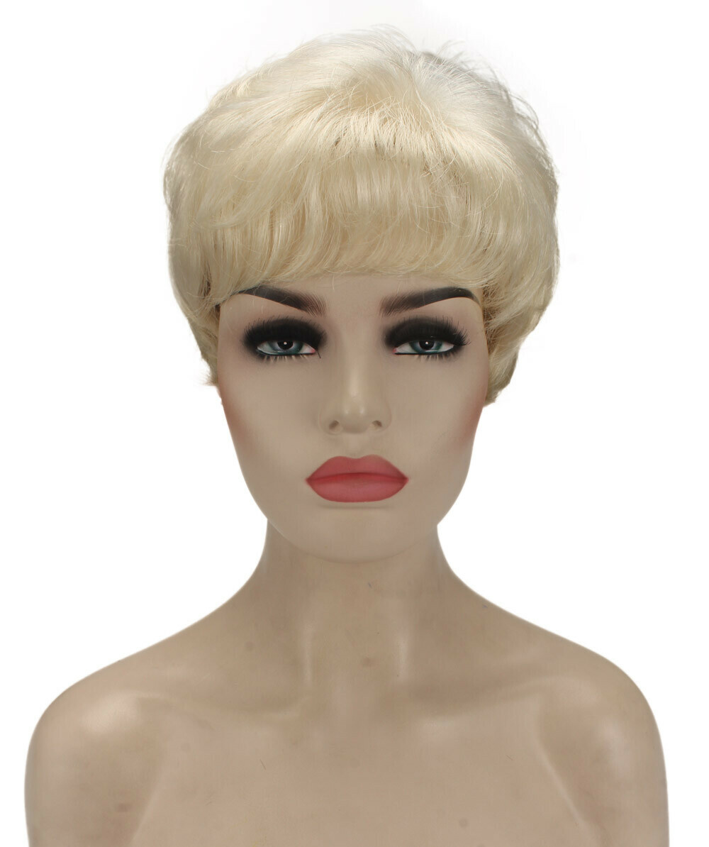 Ava – Straight Kanekalon Synthetic Fiber Full Wig, 1.5 – 4.5 in, Platinum Blonde
