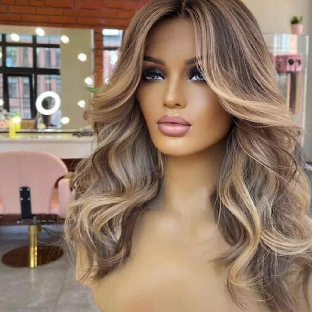 Balayage Ash Dirty Blonde Remy Human Hair 13×4 Lace Front Wig Brazilian Hair 16″