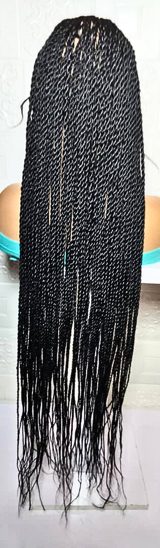 Black Braided Wig. Cornrow Twist Braids. Full Lace with Baby Hair.