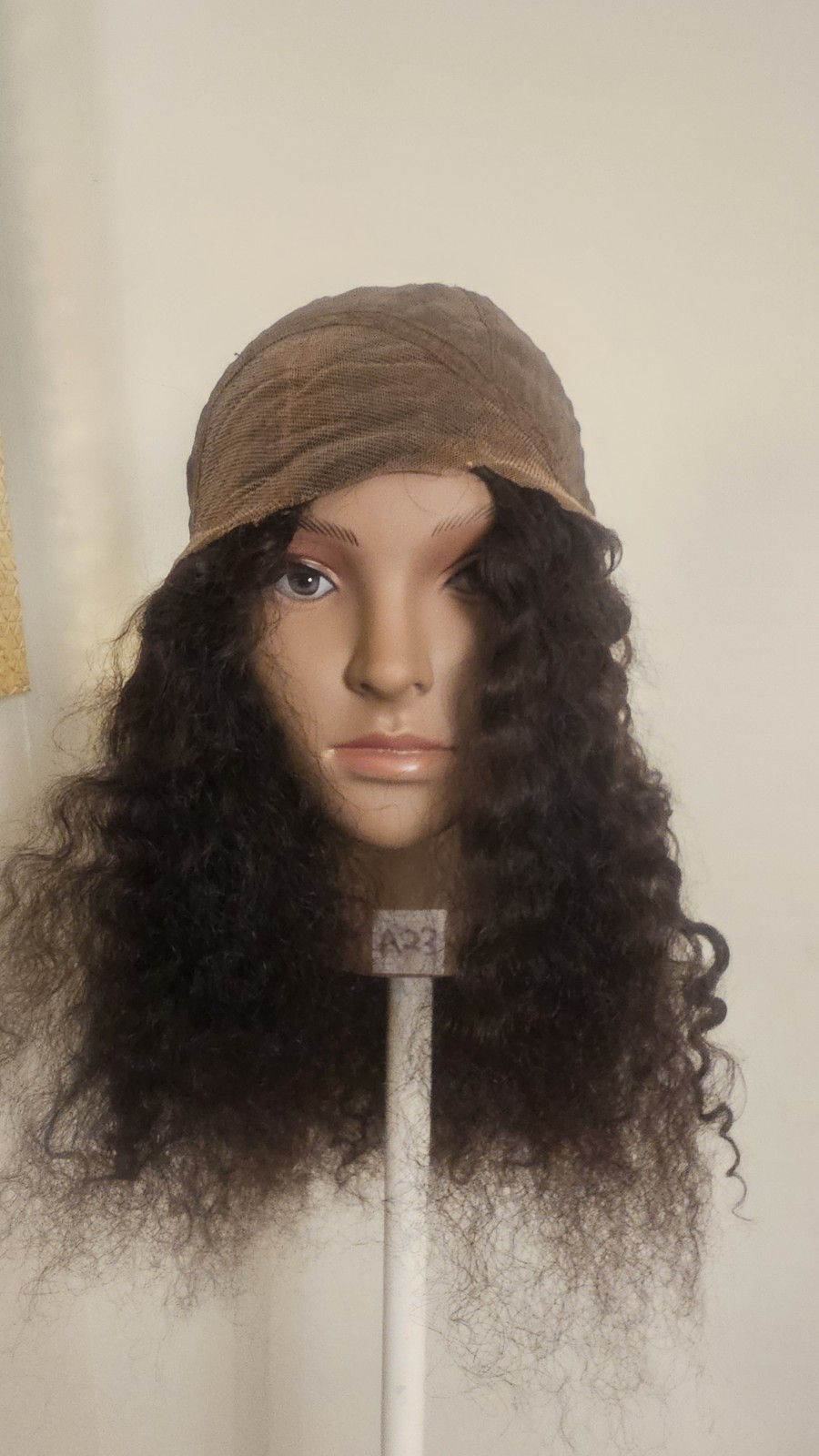 High Quality regular Top Black 20″ curly 100% Virgin Human Hair Lace Wig