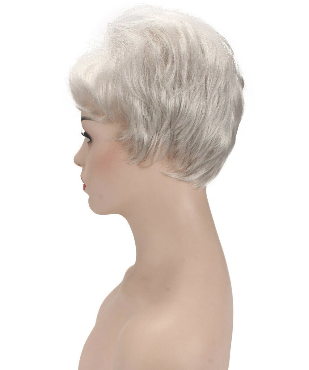 Ava – Straight Kanekalon Synthetic Fiber Full Wig, 1.5 – 4.5 in, Silver Grey