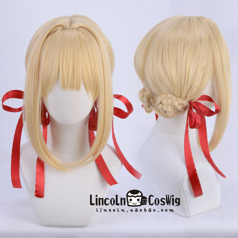 Anime Violet Evergarden Auto Memory Doll Cosplay Wig Light Golden Braid Hair