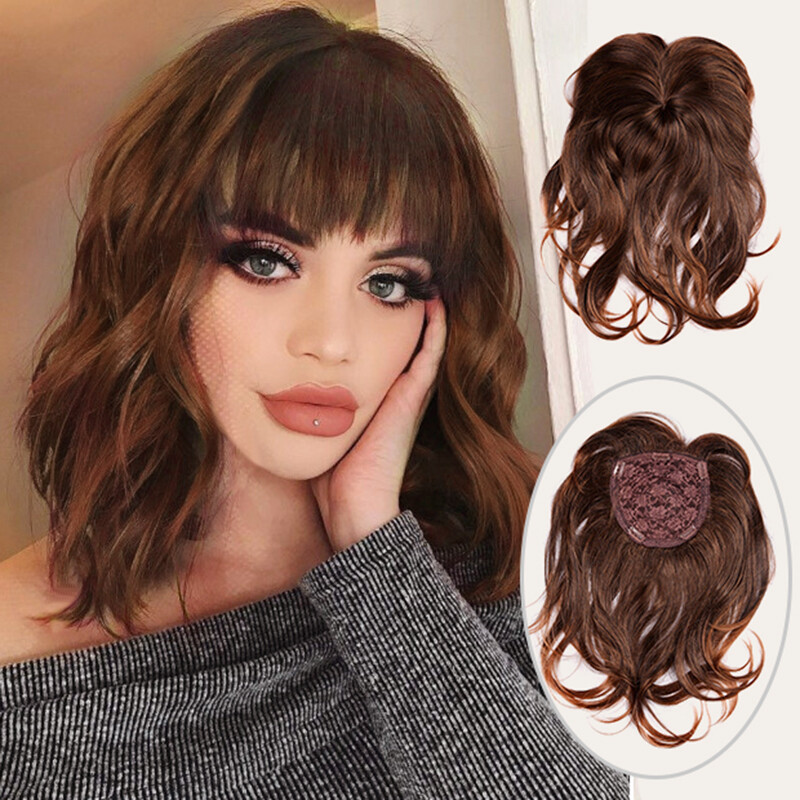 16″ Hairpiece/Toupee Replacement Women Top Synthetic Hair Topper Brown-US