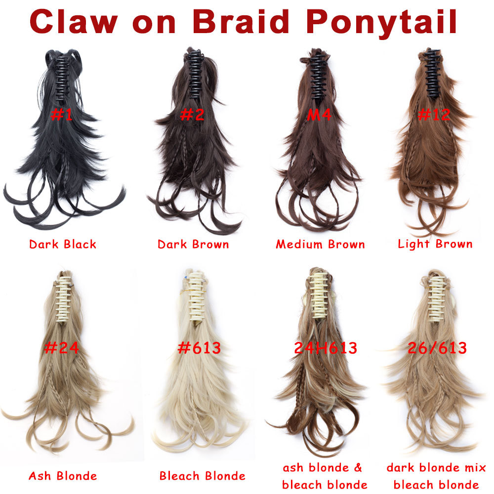 12″ Short Ponytail Hairpiece Claw Clip On Flexible Messy Hair Extensions Soft US