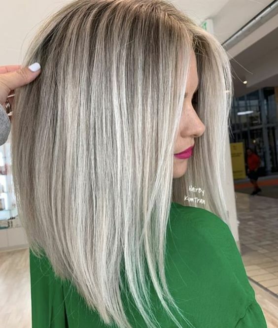 T Part Lace Front Wigs Straight Bob Wig Fashion Stripe Ash Blonde Highlight Wigs