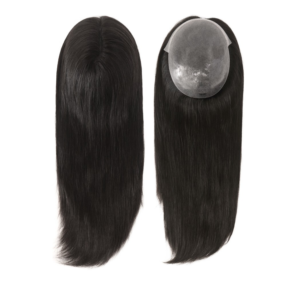 Women Top Pieces Topper Remy Human Hair 18” Black Long Hair TP22 7×9 #NC