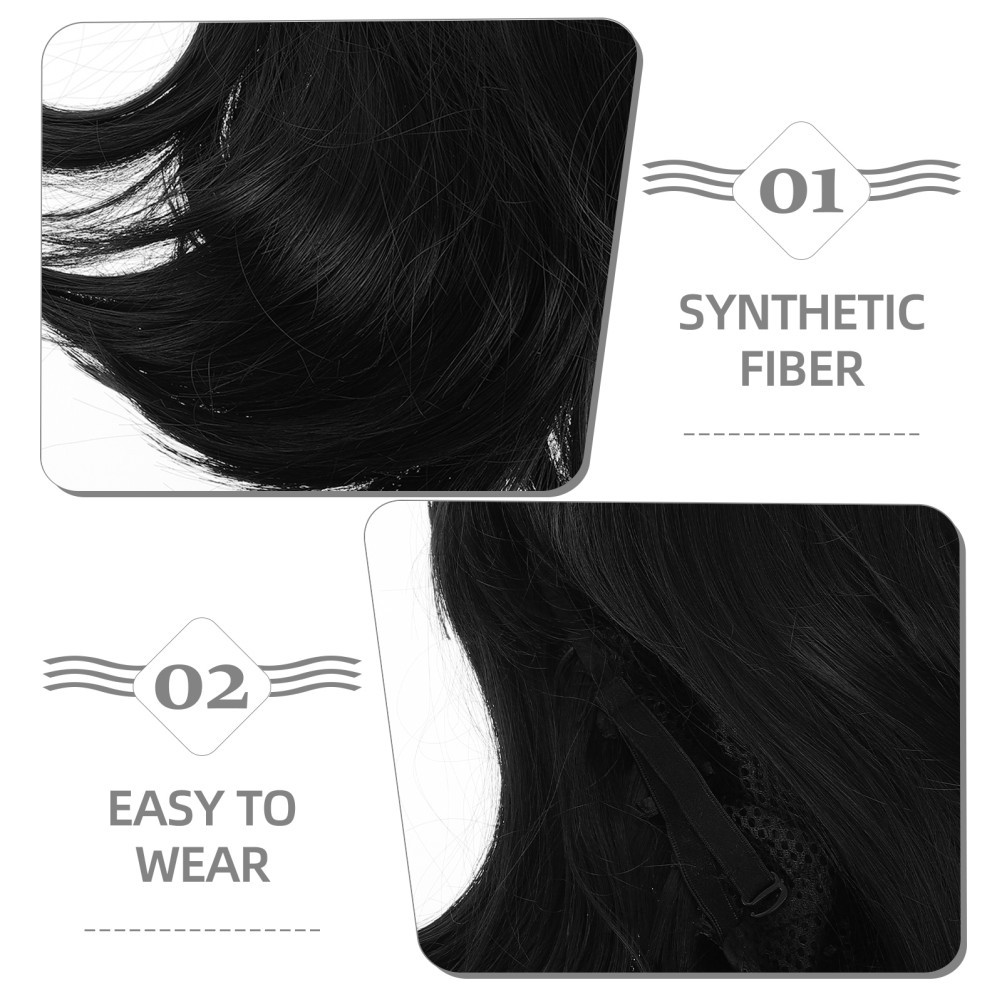 Short Black Synthetic Fiber Wig With Sweet For Women Cosplay And Parties