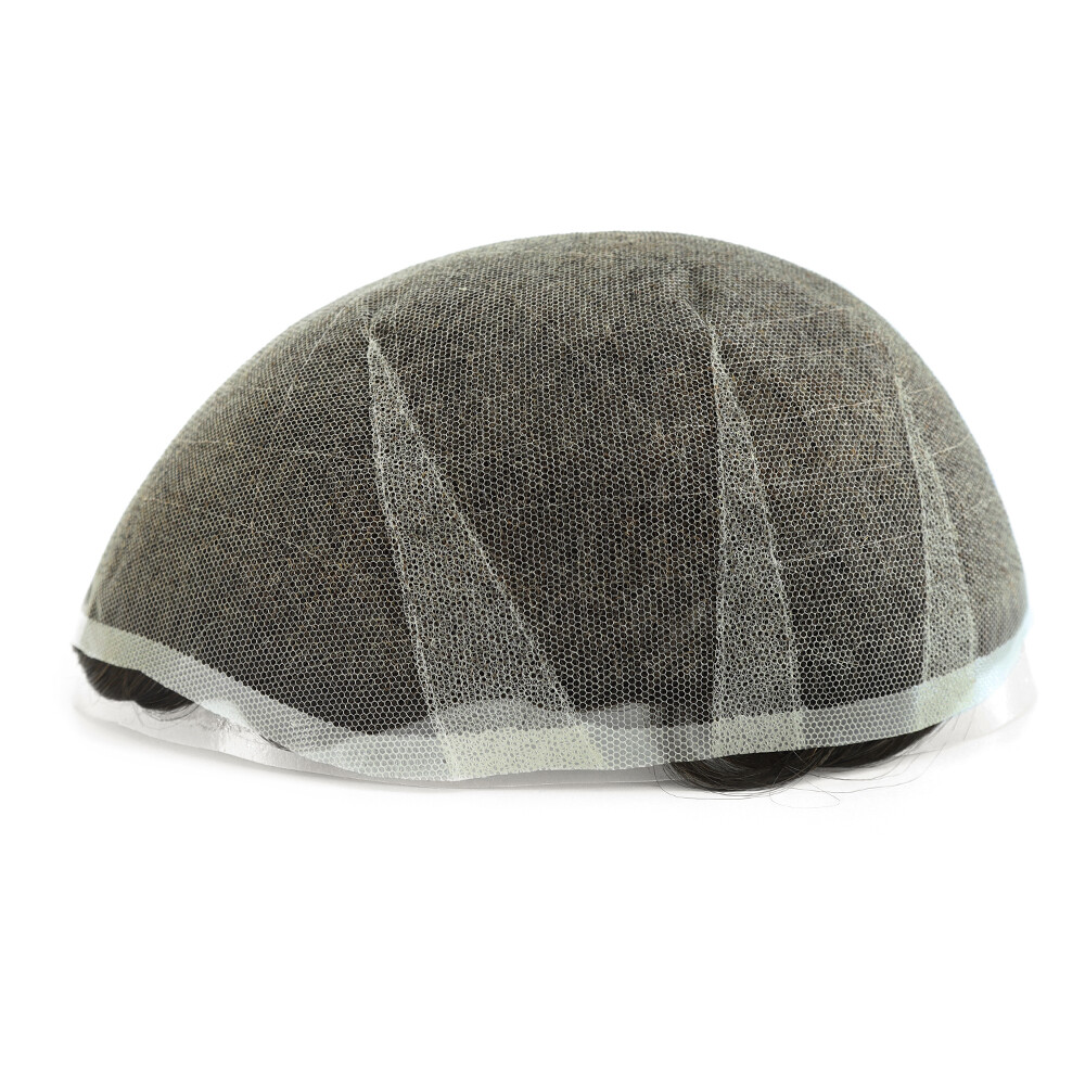 Toupee For Men Human Hair Replecement System All Swiss Lace Hairpiece Dark Brown