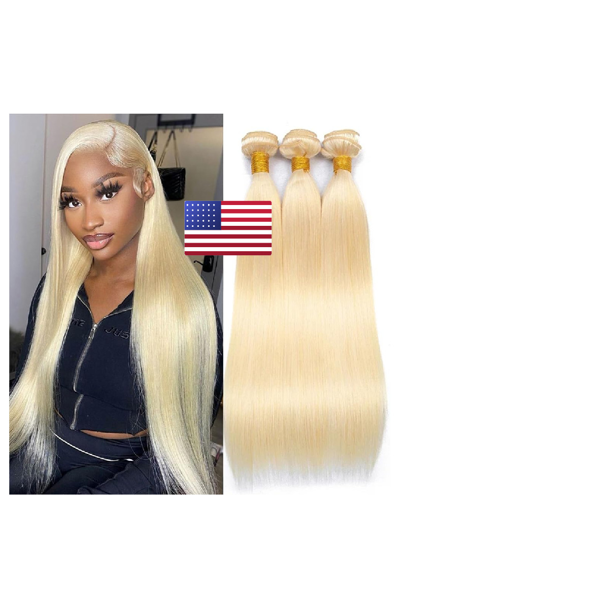 Njmnjm 613 Bundles Straight Blonde Bundles Human Hair 12A Brazilian Virgin 613