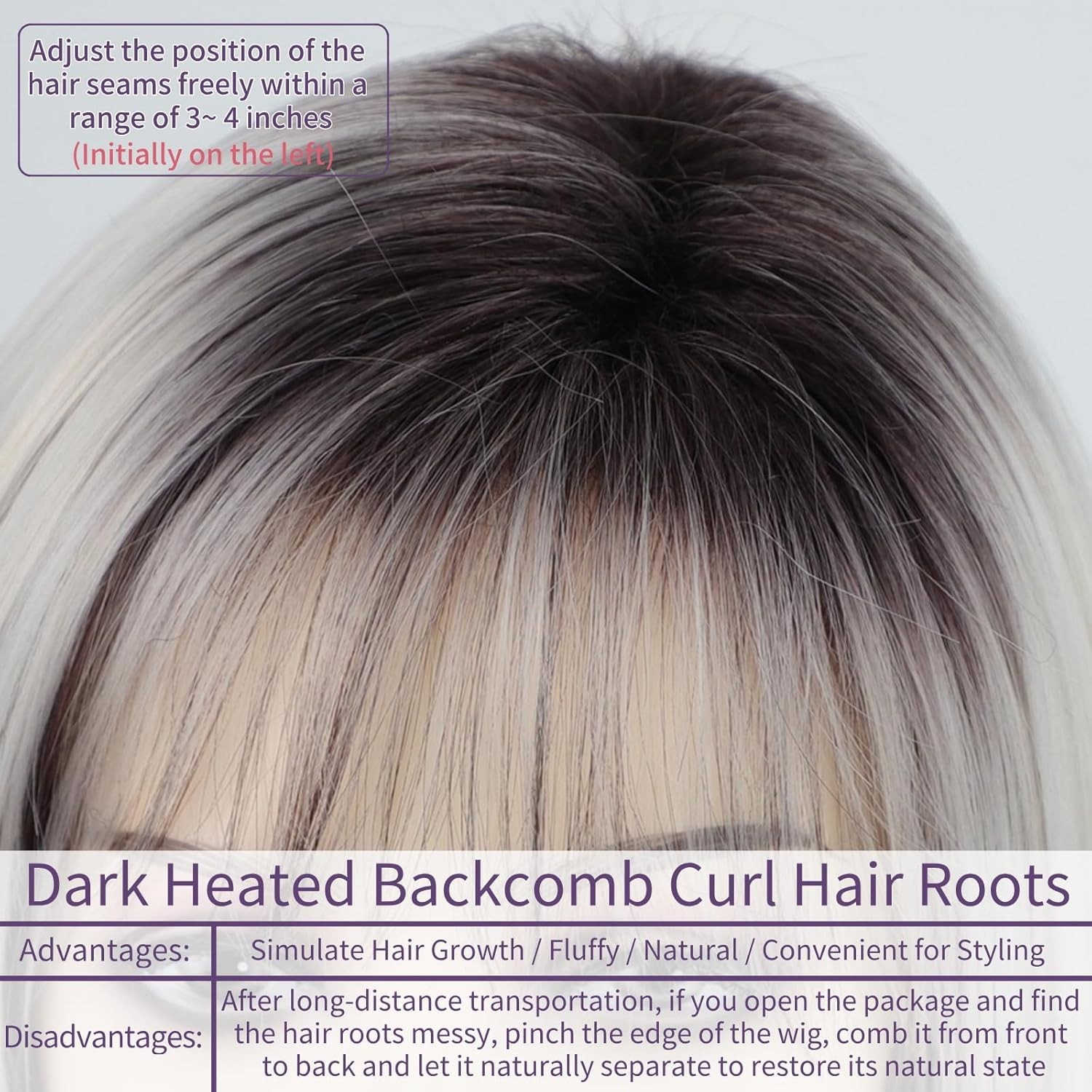 14″ Platinum with Brown Straight Bob Wig for Women Daily 167E418560