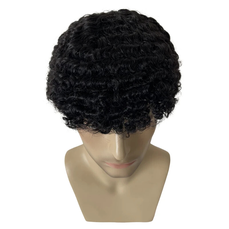 Virgin Human Hair Toupee 10mm Wave 8×10 Mono Lace Unit for Black Men