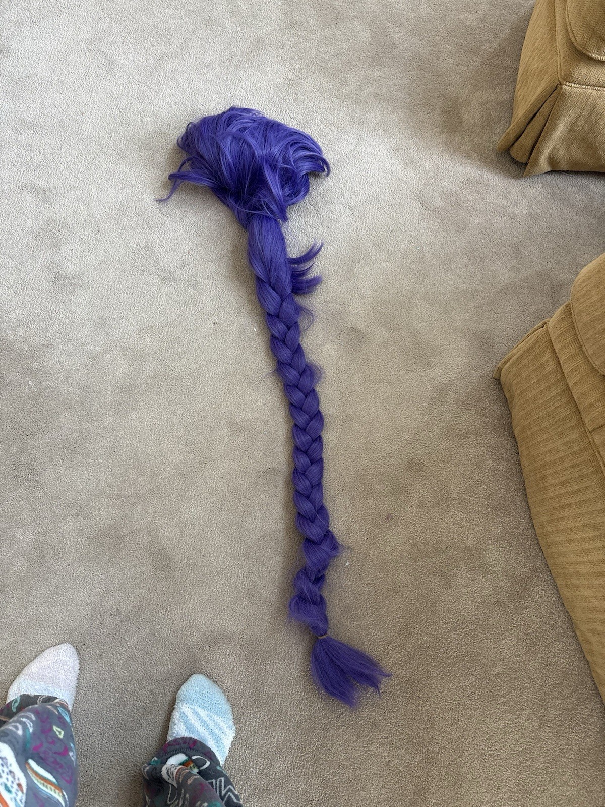 KPop Demon Hunter Rumi Wig Kid Size Purple Long Braided Ponytail . Purple