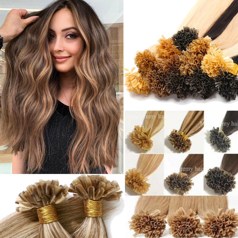 AAA+ Keratin Fusion Nail U Tip 1G Pre Bonded Remy Human Hair Extensions 16-24″