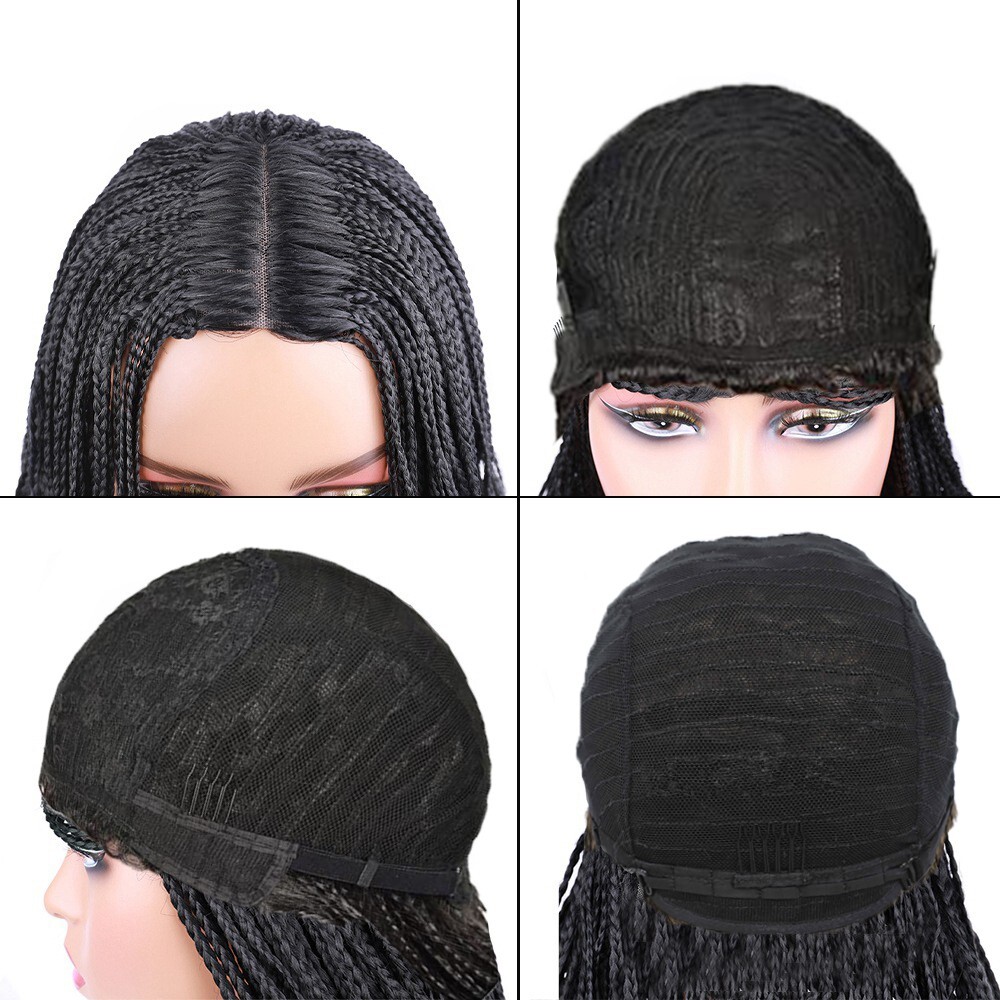 26″ Long Box Braids Wig for Black Women Synthetic Full Braiding Wigs Middle Part