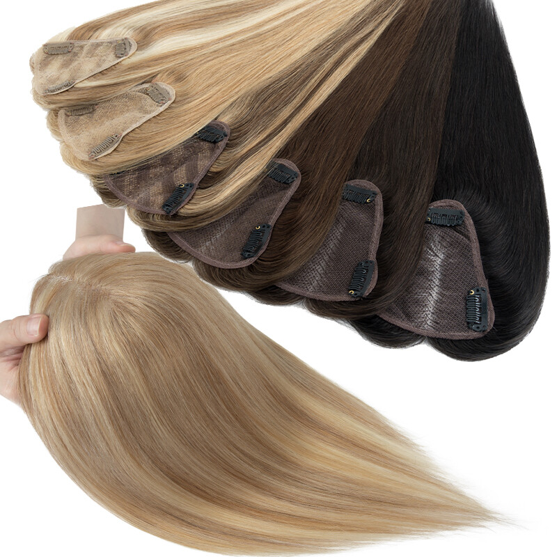 Women Human Hair Topper Clip In 100% Real Remy Hairpiece 6 8 10 12 14″ BALAYAGE