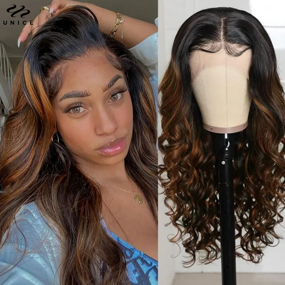 UNice Cambodian Ombre Balayage Brown Body Wave 13×4 HD Lace Front Human Hair Wig