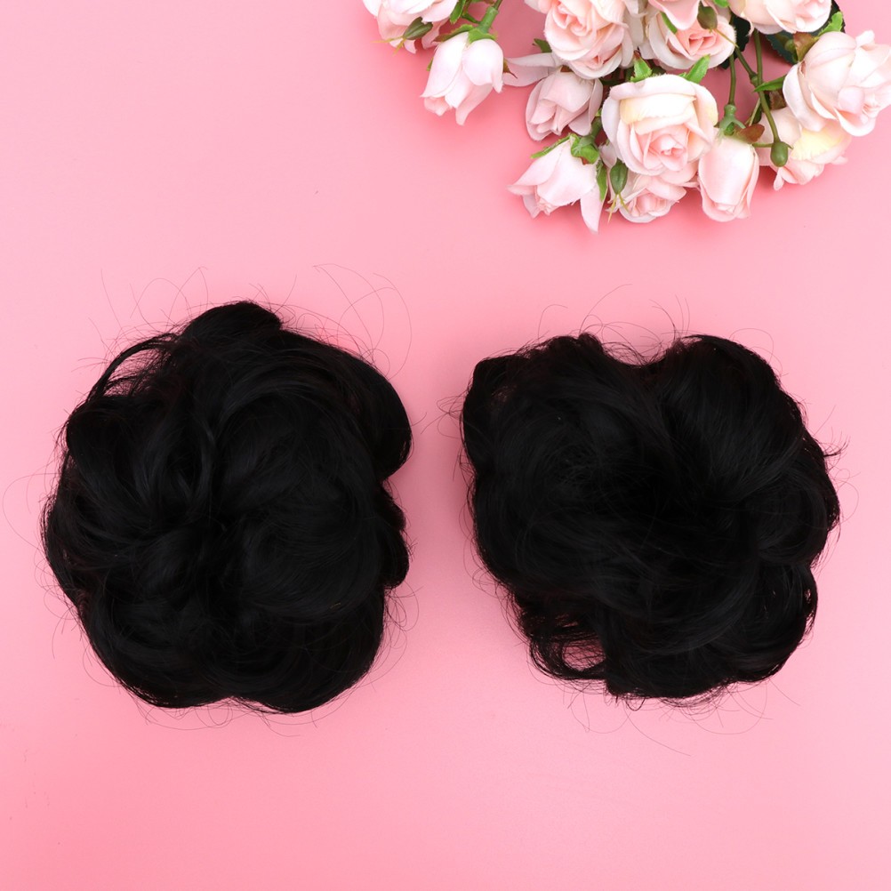 Hair Bun High Temperature Fiber Women Volume Addition 2Pcs 3.9×3.9×0.8In