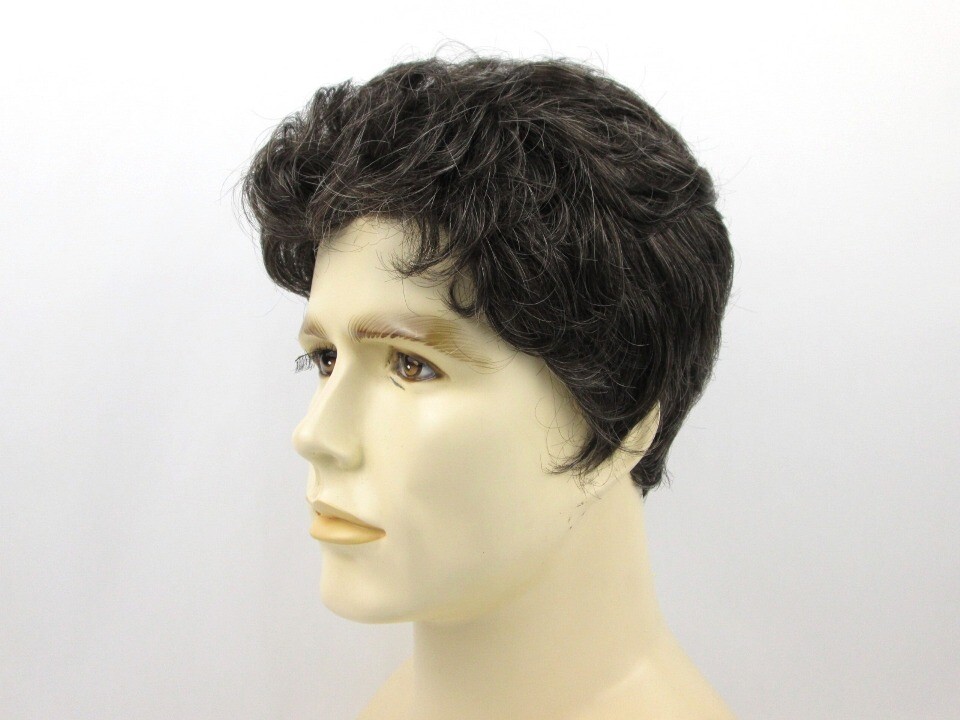 MENS MALE SHORT SLIGHTLY WAVY HAIR MONOFILAMENT FRONT HAND-TIED EDGES ALEX WIG