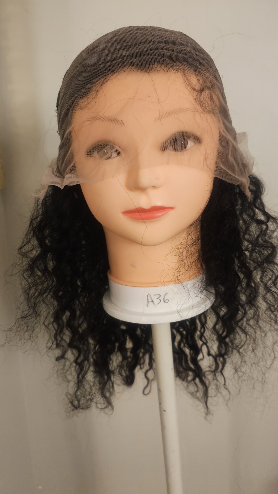 High Quality regular 22″ black waterwave 100% Virgin Human Hair Lace front Wig.
