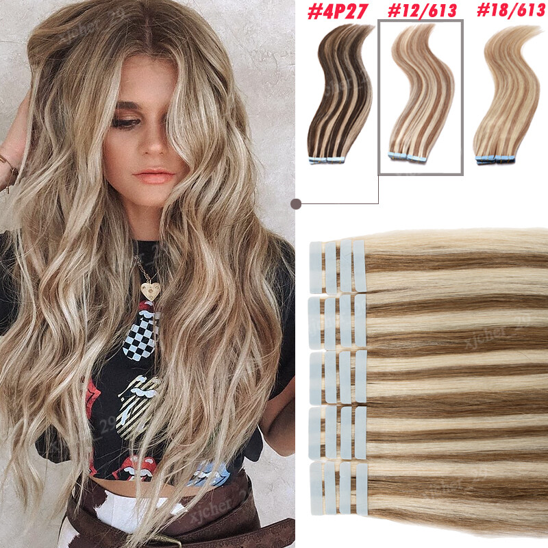 Any Color 8A Russian Super Remy Tape In Skin Weft 100% Human Hair Extensions