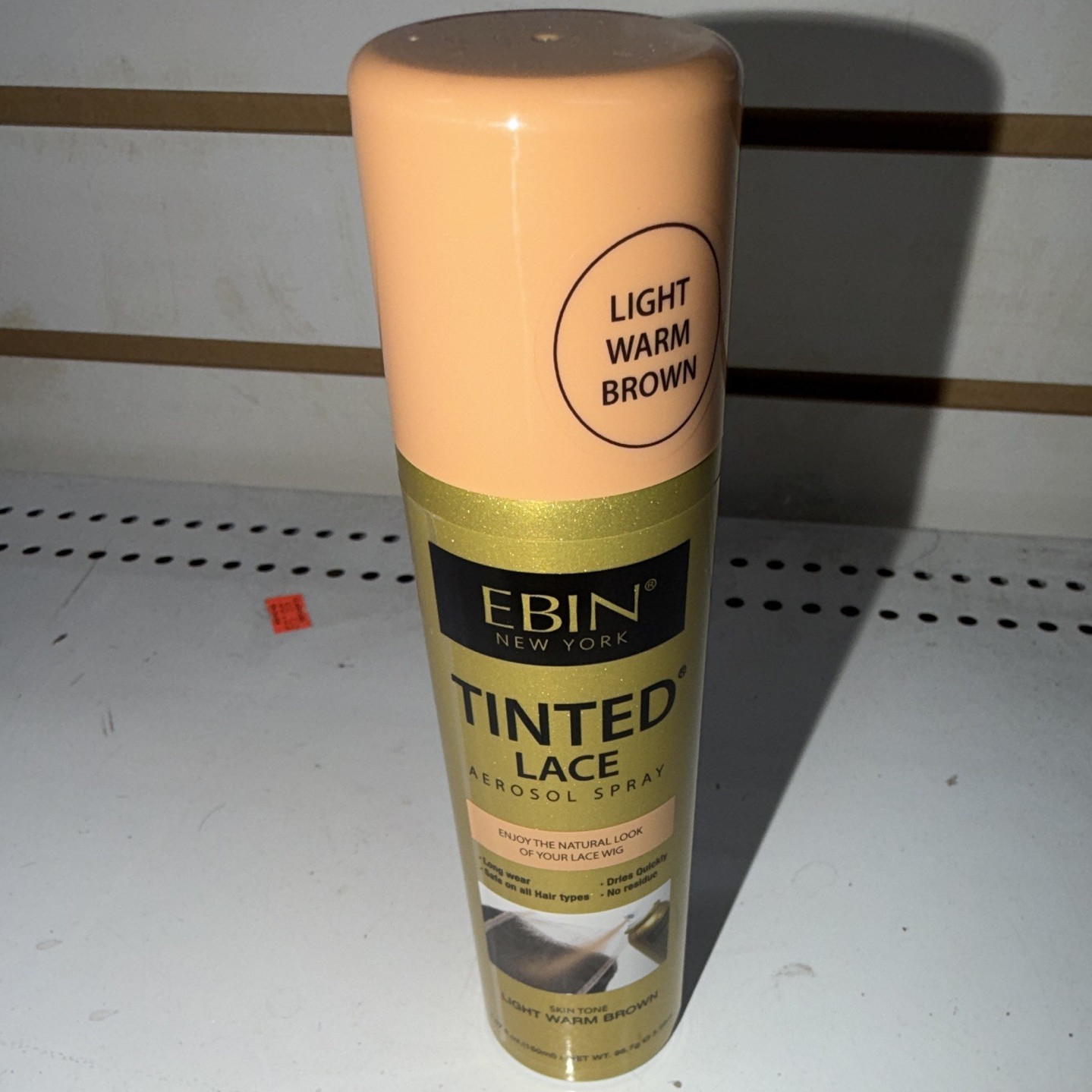 EBIN New York Tinted Lace Aerosol Spray Wig Care, Light Warm Brown