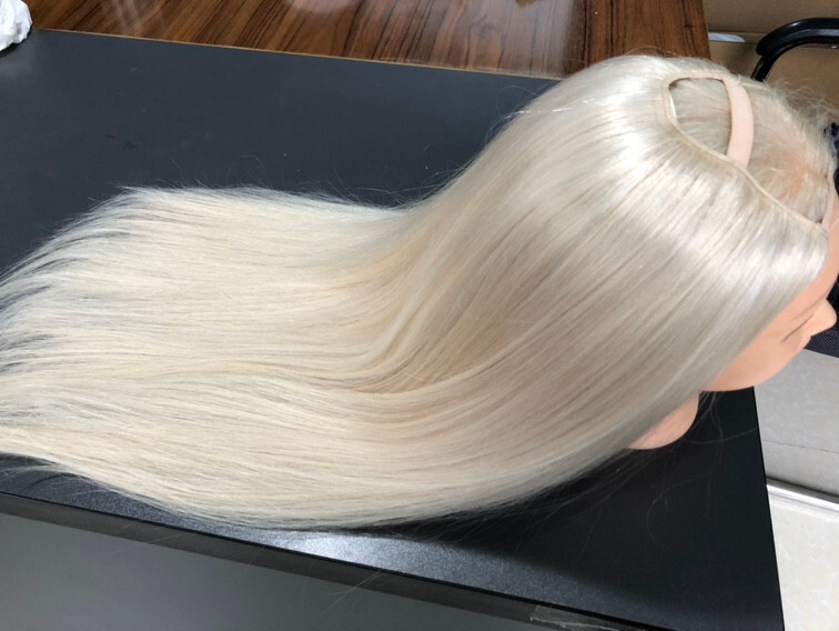 Long U Shape Glueless 100% Real Human Hair Machine 3/4 Weft Cap Wig Highlights