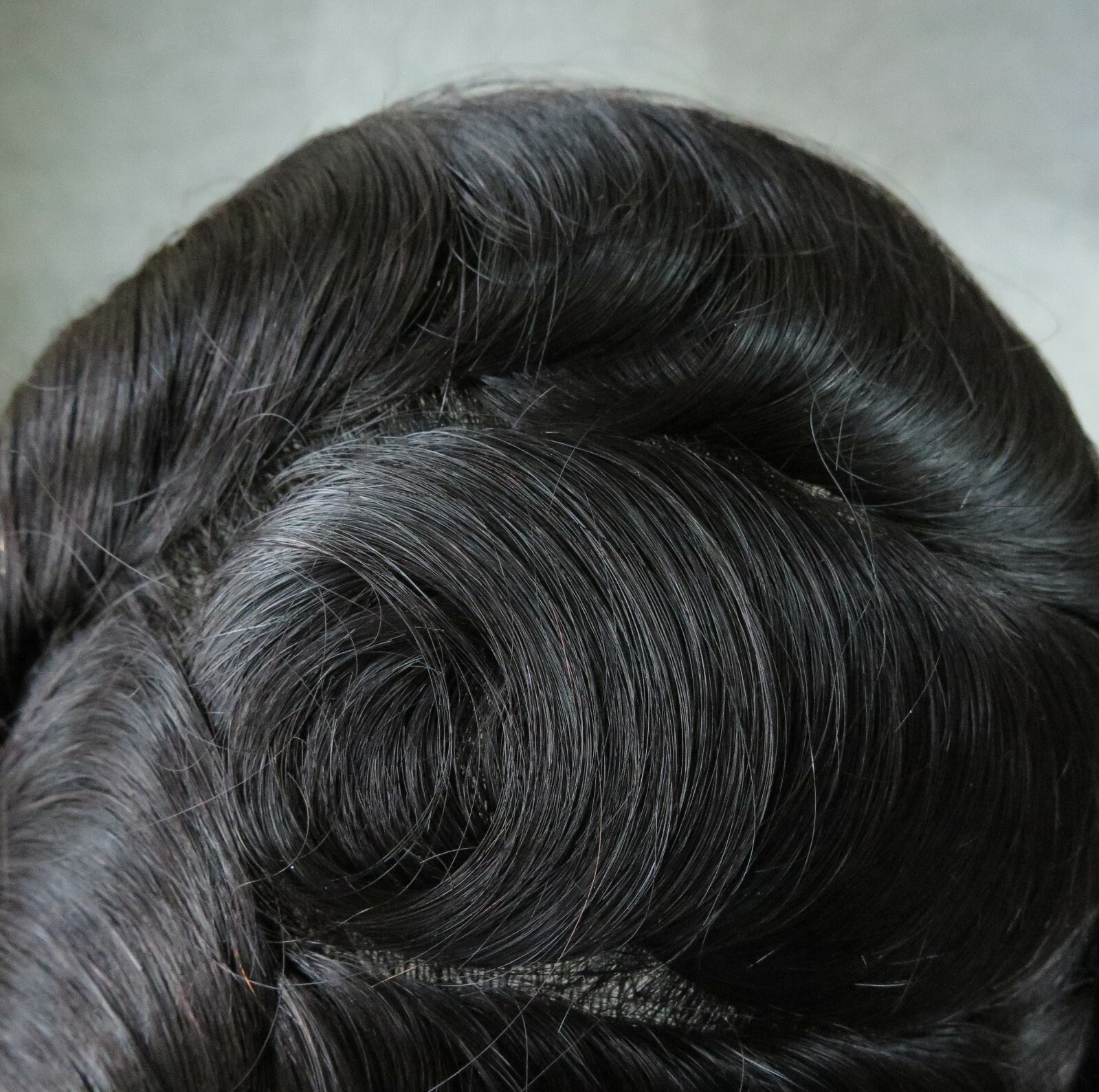 Mens Super Thin Skin V-loop Natural Human Hair Wigs Replacement System Toupee #1