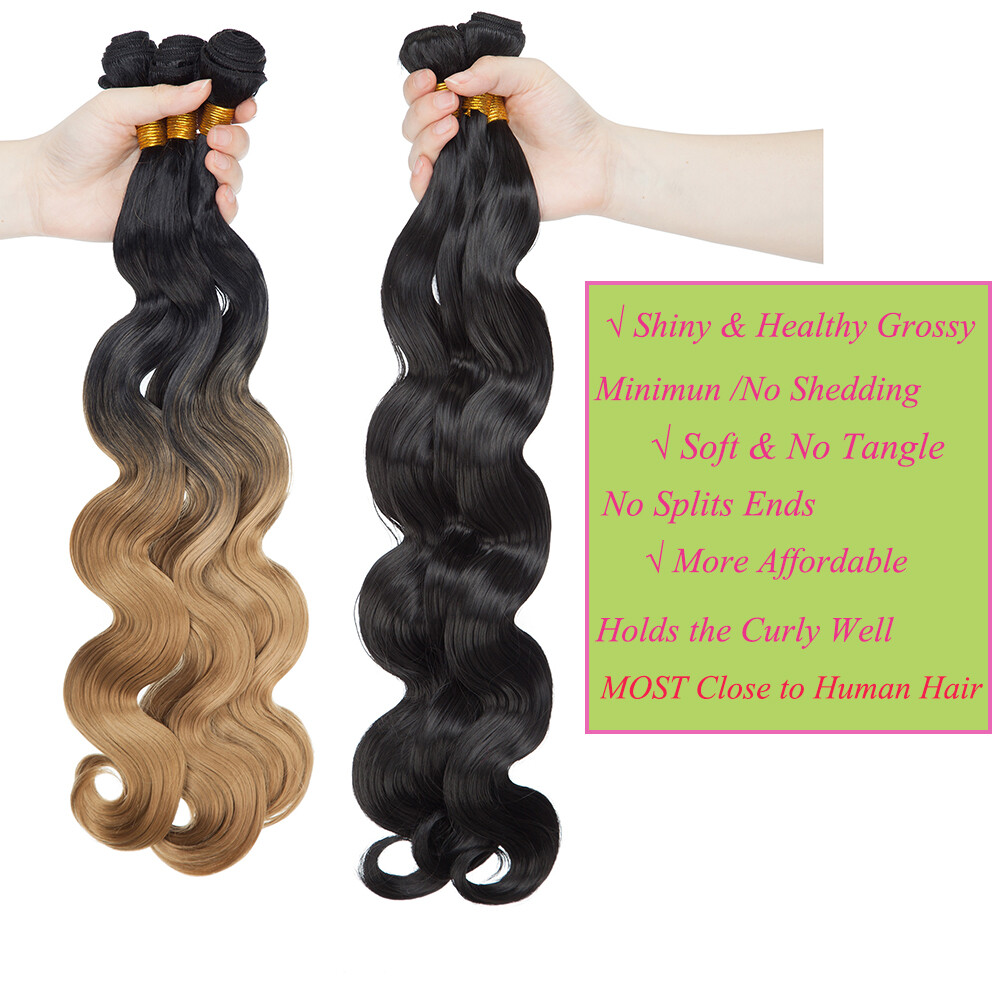 16″ 18″ 20″ 24″ as Human Hair Bundles Body Wave Black For Women Synthetic Hair