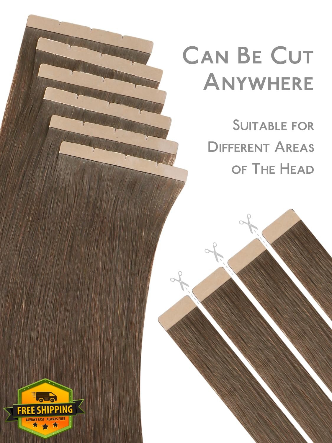 Wennalife Muted Light Brown Tape Hair Extensions 16 Inch 50g