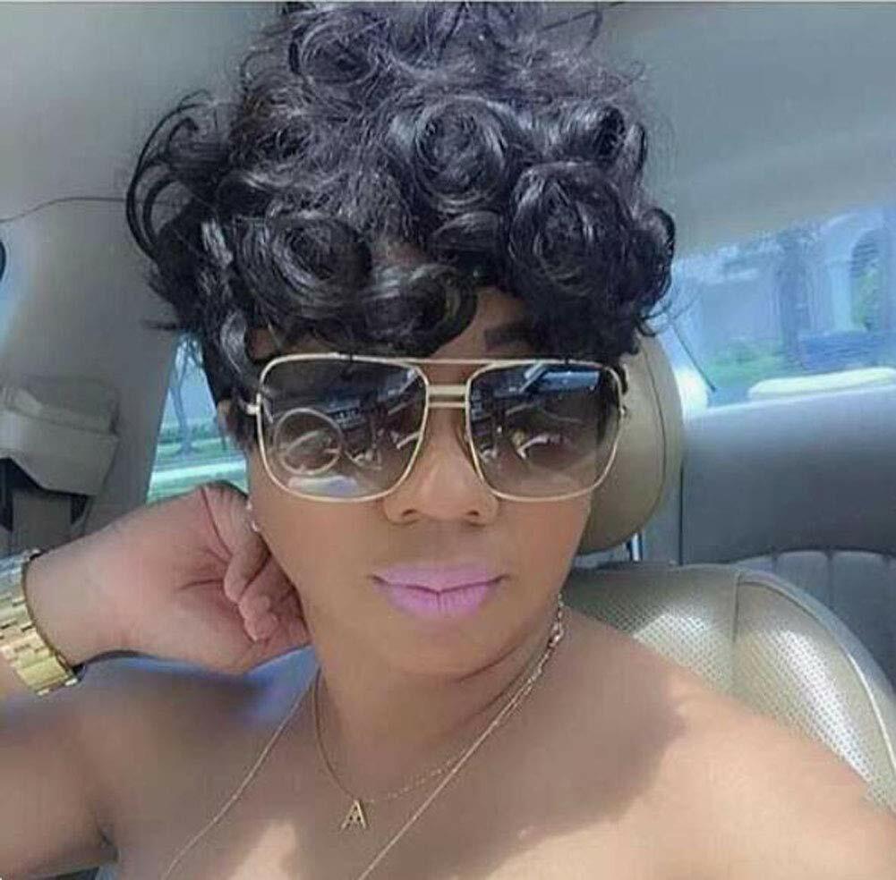 Short Black Curly Wig Pixie Cut Human Hair Wigs No Lace Glueless Wave Wig Soft