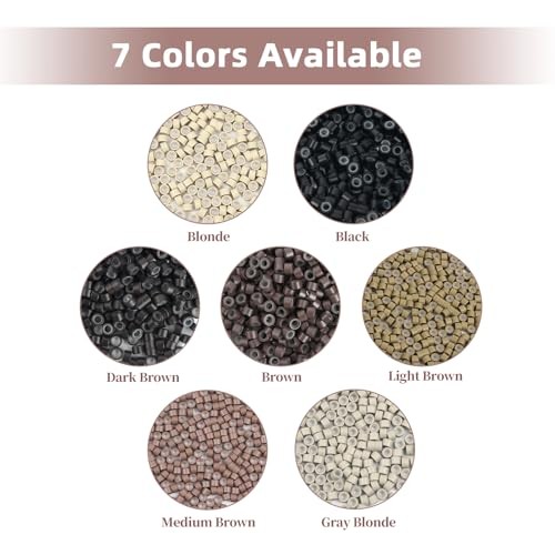 200Pcs 4mm Silicone Lined Micro Ring Beads for Hair Micro 4mm 200Pcs Brown