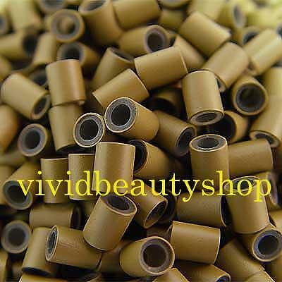 500 4mm Light Brown Copper Silicone Tube Micro Ring for I Bonded Hair Extensions