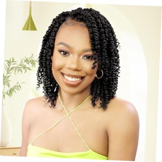 Passion Twist Hair 8 Inch 8 Packs, Pre Twisted Passion 8 Inch (Pack of 8) 1B#