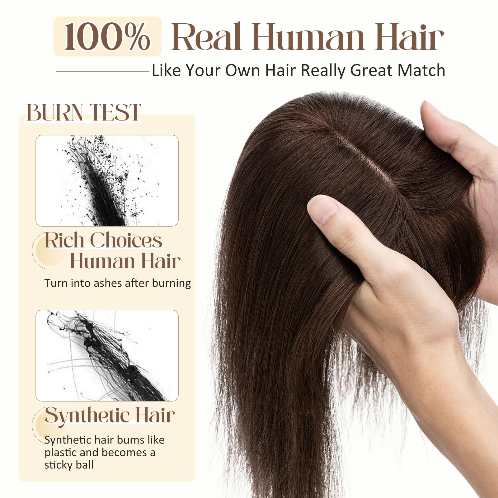 Rich Choices 100% Remy Human Hair Topper with Bangs for Women