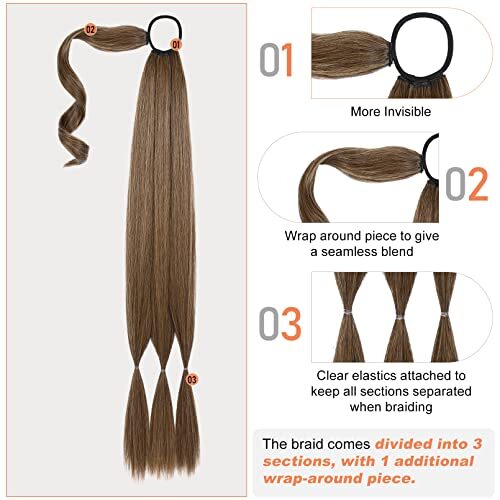 1PCS 20 Inch (After Braided 16 Inch) 110 Gram Dark Ash Blonde with Highlights