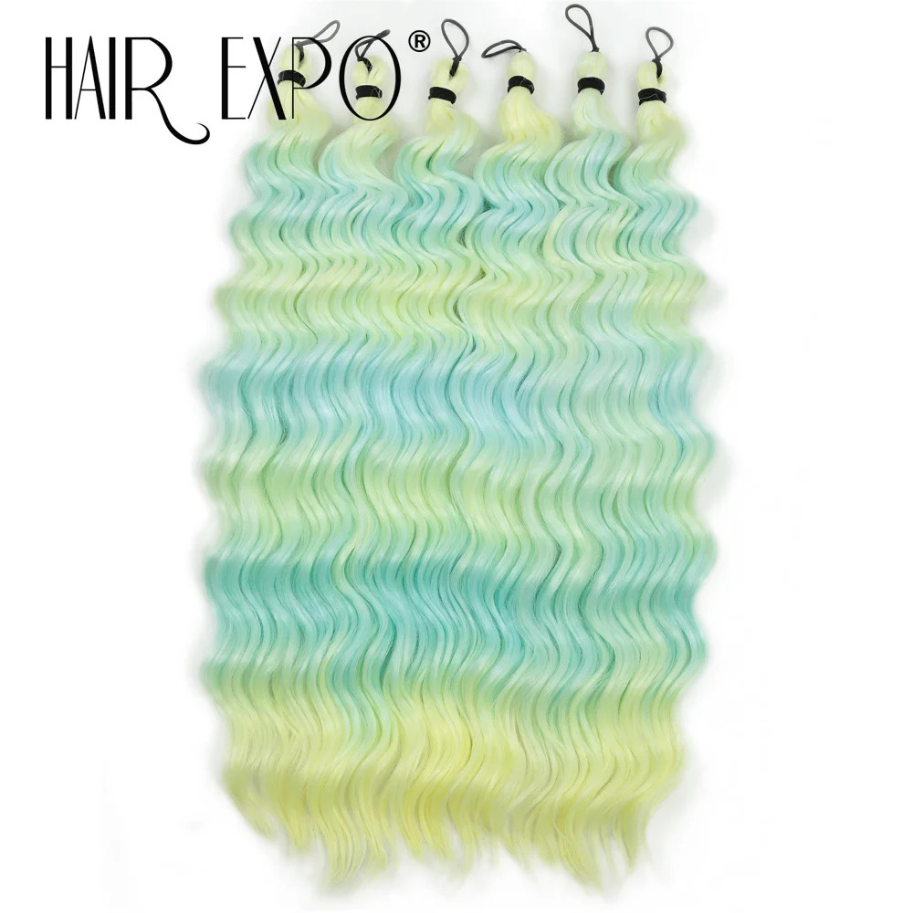 18 Inch Deep Wave Twist Crochet Hair Synthetic Ombre Rainbow Color Afro Curls