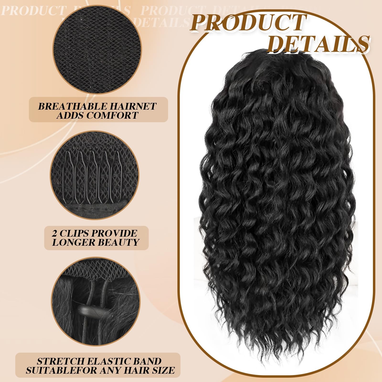 Drawstring Ponytail Extension 18inch 125g Natural Black – Easy to Wear