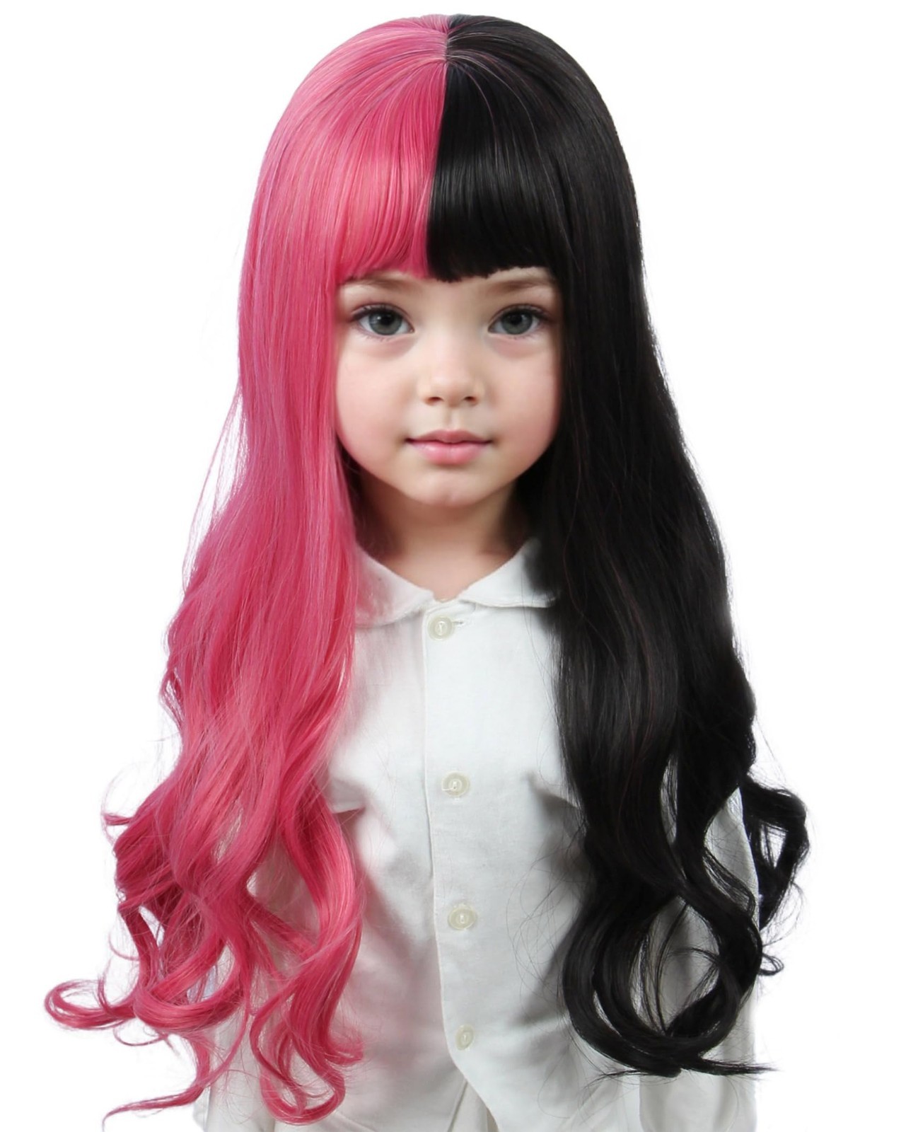 Linfairy Kids Pink/Black Wig Halloween Costume Cosplay Wig For Child ANIME KPOP