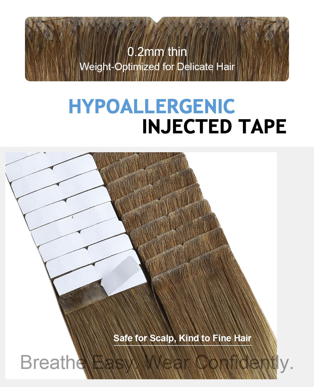 Cookayu Invisi Edge Tape In Extensions Human Hair 14Inch 40G 20Pcs/Pack Walnut