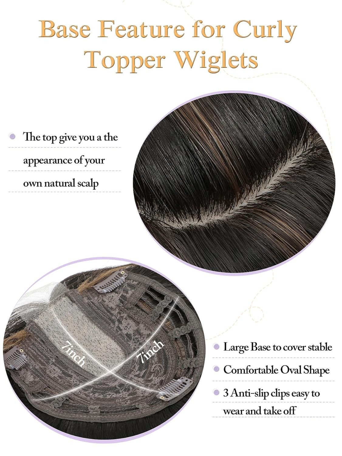 Brown w/ Highlights Long Wavy 20in Women Premium Hair Topper