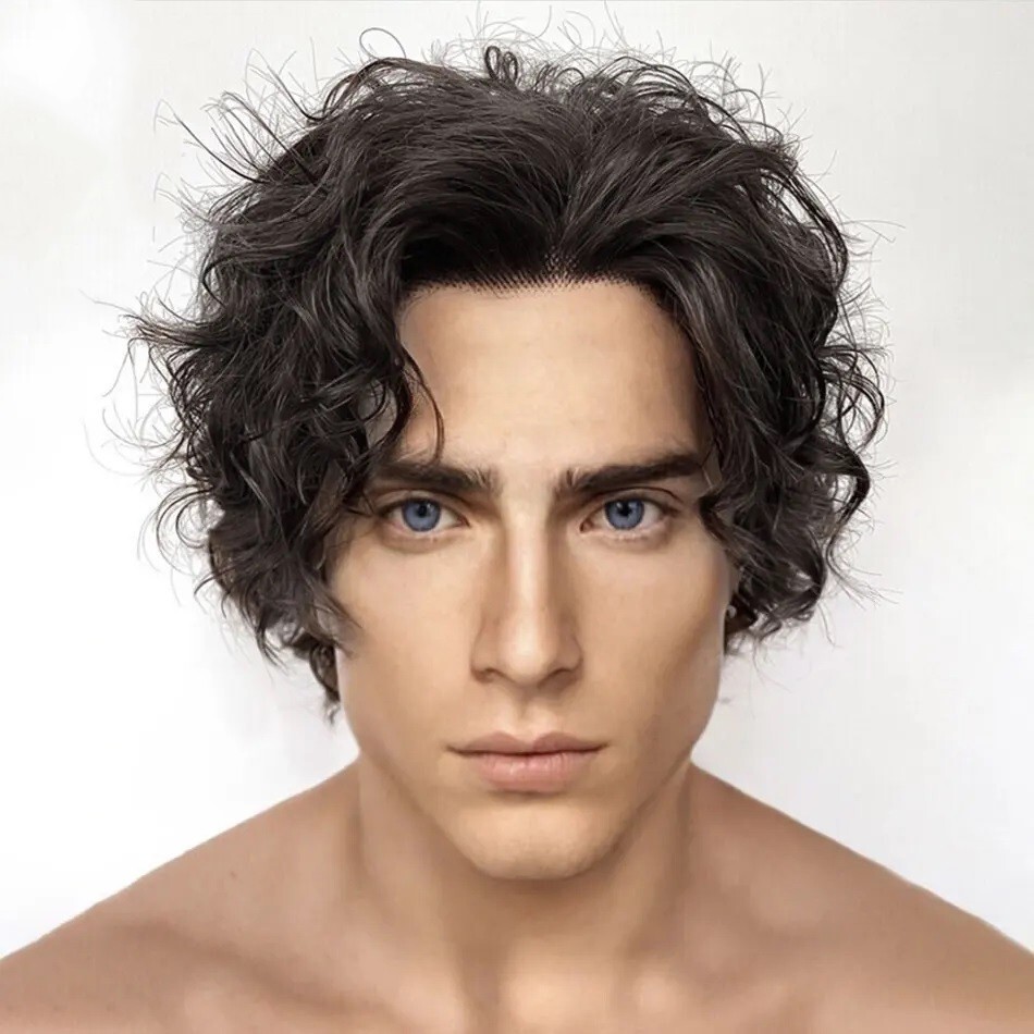13X6 Lace Front Wigs For Men Human Hair Short Curly Cut Male Lace Wig Glueless