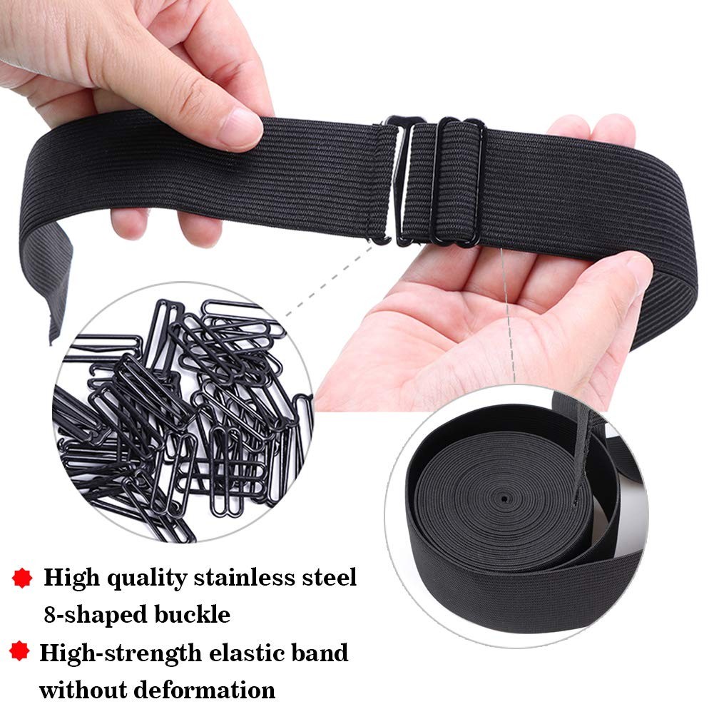 Nvunofry 6 PCS Adjustable Elastic Band for Wig Making 1.4 x 12.2 Inch, Black