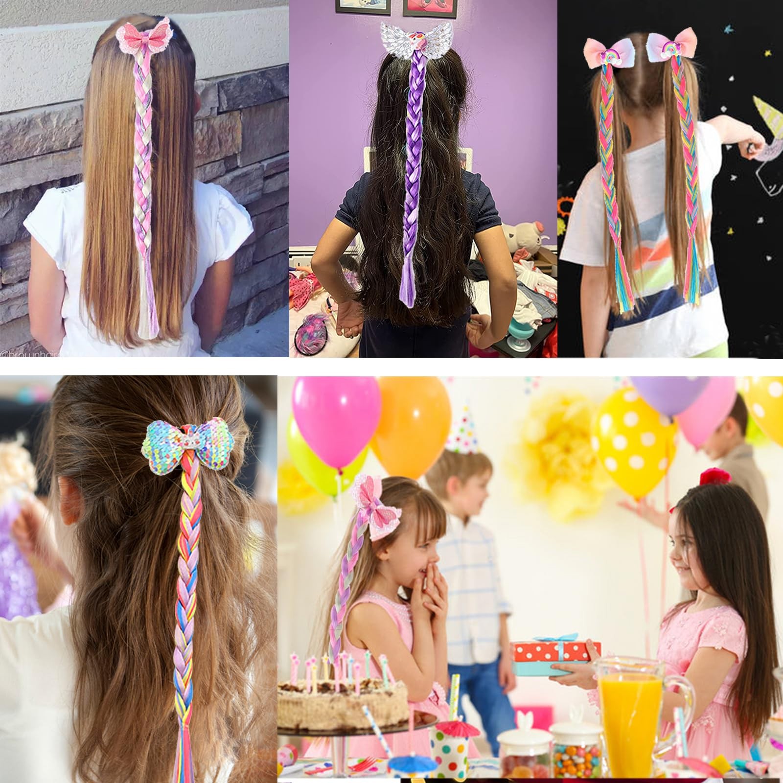 6Pcs Girls Colored 6 Count (Pack of 1), Kids Ponytail Extension Mix Color