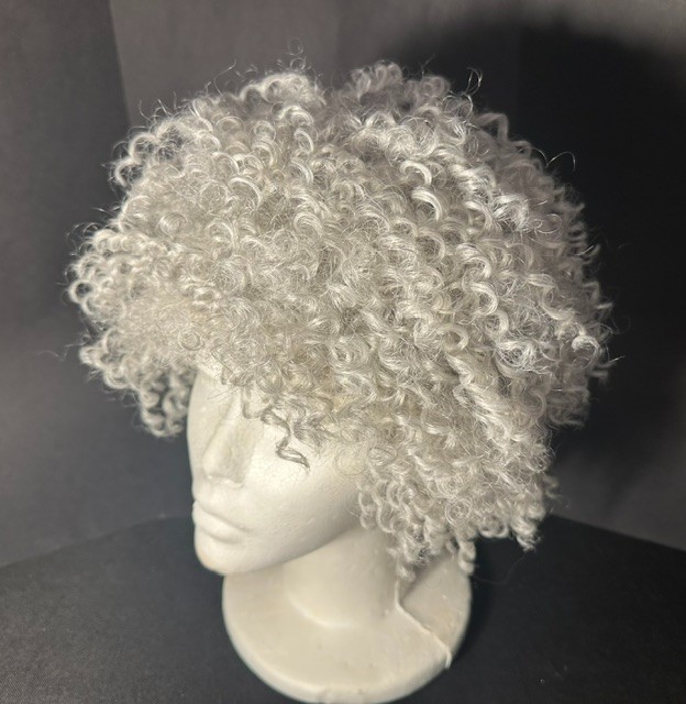 Femi Collection Grey Tight Curl Wig / 100% Synthetic / Non Flammable Fiber
