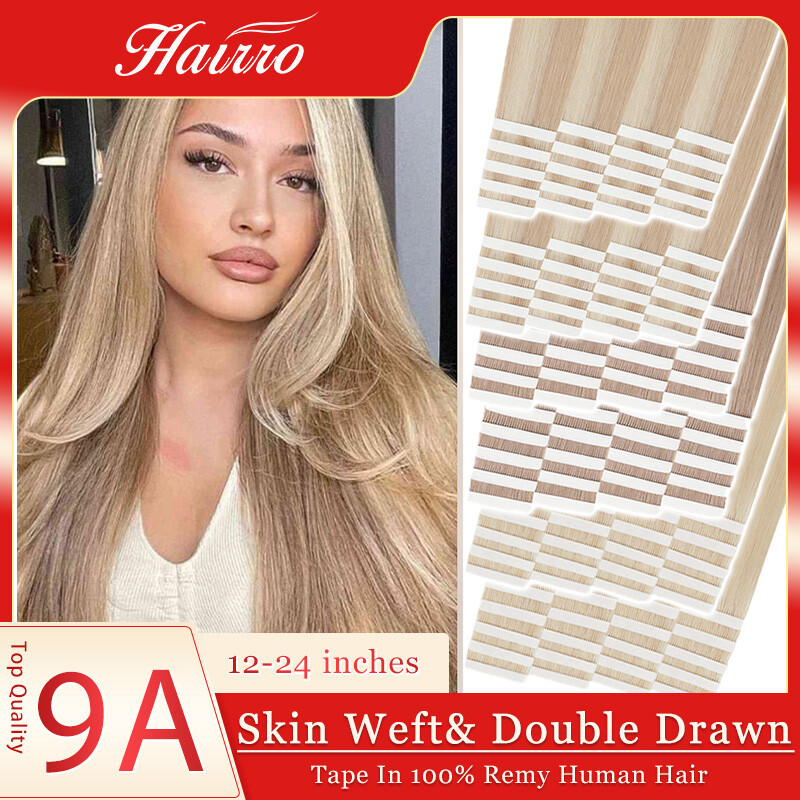 Tape In Hair Extensions 100% Real Remy Human Hair Skin Wefts Double Drawn Thick