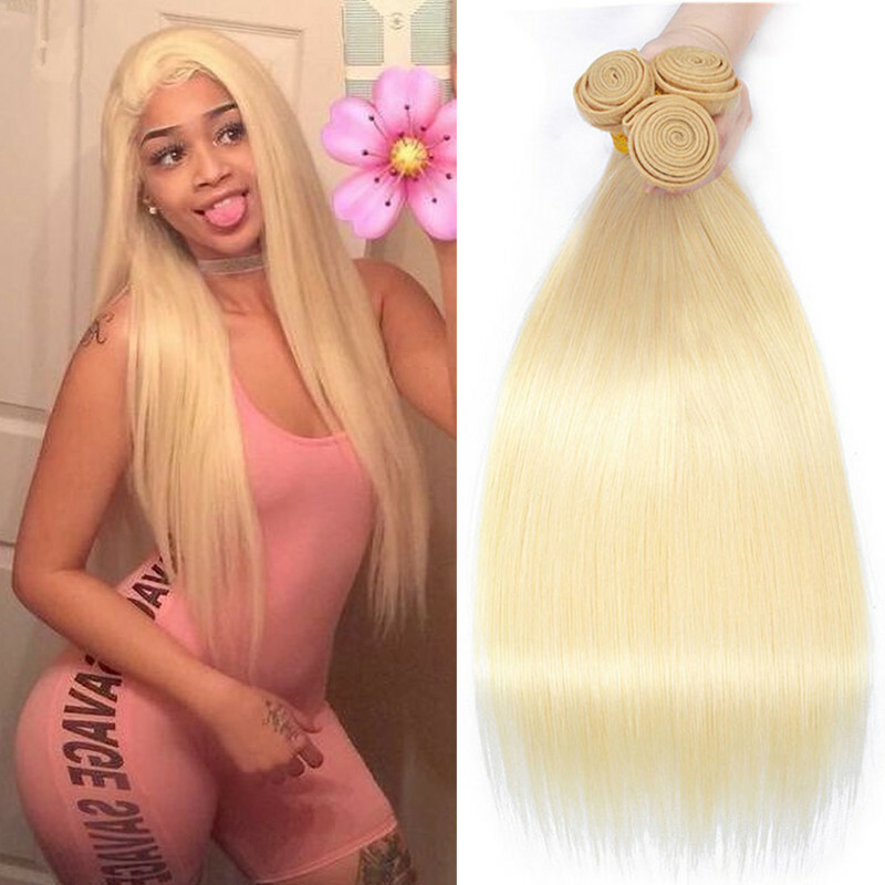 3 Bundles 24inch 613 Blonde Human Hair Weft Straight Brazilian 100% Human Hair